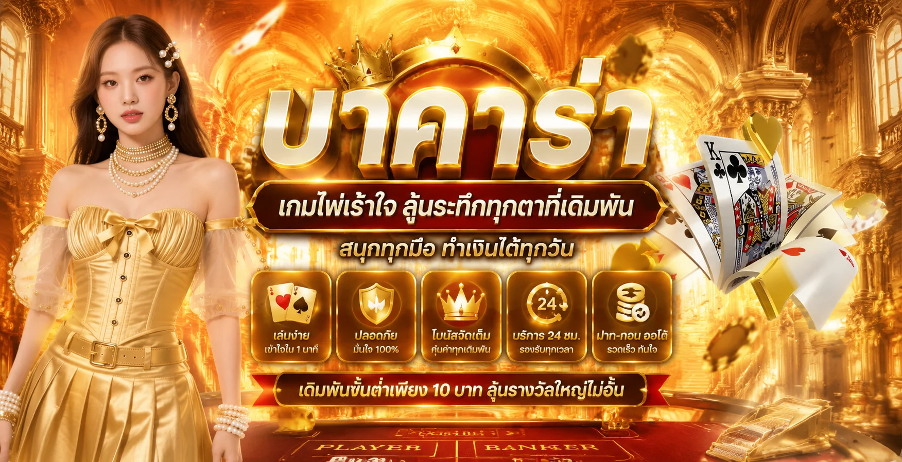 โต๊ะบาคาร่าสดที่ TH83 พร้อมดีลเลอร์จริงถ่ายทอดสดจากสตูดิโอ